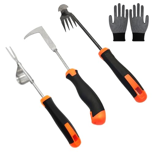 OH MY WOW Unkrautabzieher für den Garten – Entwurzelungswerkzeug mit Wurzelentferner, ergonomischer Handjäter für Löwenzahn und Gras, Gartenwerkzeuge für effiziente Unkrautentfernung, 3 Stück von OH MY WOW