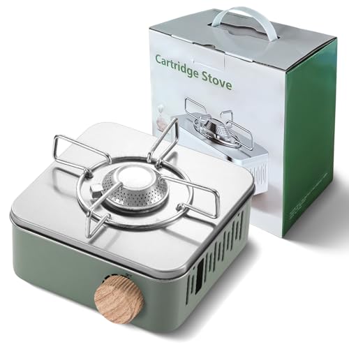 Klein Campingkocher mit Handtasche, Camping Kocher, Tragbarer Camping Gaskocher Butangas für Outdoor und Innenraum, 2800W, Windbeständiger Versenkter Campingkocher (Grün) von OHAANYY