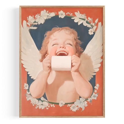 OHBIMBA® Badezimmer Deko Bilder - Poster & Kunstdrucke Für Bad Deko Und Gäste Wc - Deko Bad Bild Badezimmer - Witziger Toilettenpapier-Kunst (WC7, 30X40cm - Mit Rahmen Eiche) von OHBIMBA