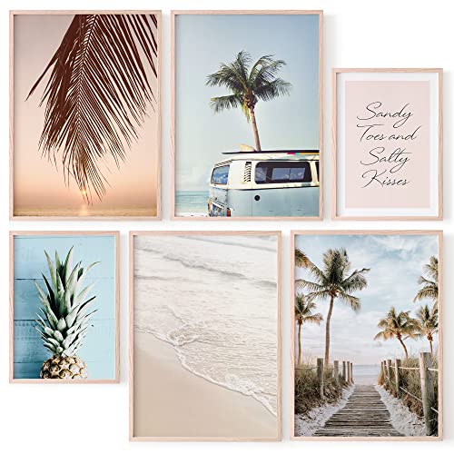 OHBIMBA® Sets Von 6 Poster & Kunstdrucke Zum Einrahmen - Zimmer Deko Und Wanddeko Wohnzimmer - Boho Deko und Bilder Schlafzimmer - Strand Wanddeko - Größe 4X A3 + 2X A4 von OHBIMBA