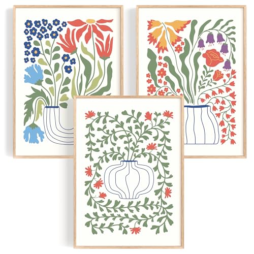 OHBIMBA® Sets Von 3 Poster & Kunstdrucke Zum Einrahmen - Zimmer Deko Und Wanddeko Wohnzimmer - Deko Wohnzimmer und Bilder Schlafzimmer - Abstrakt Boho Deko - 50x70 cm - Ohne Bilderrahmen von OHBIMBA