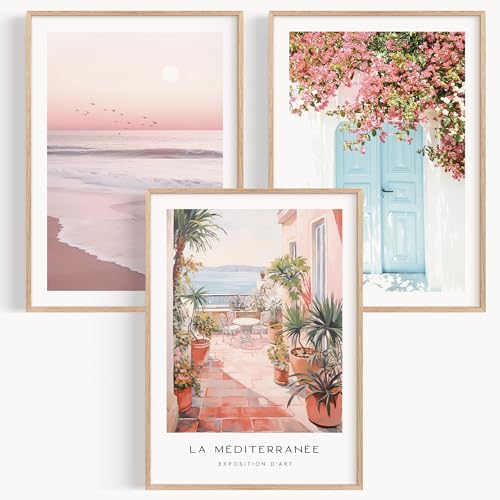 OHBIMBA® Sets Von 3 Poster & Kunstdrucke Zum Einrahmen - Zimmer Deko Und Wanddeko Wohnzimmer - Deko Wohnzimmer und Bilder Schlafzimmer - Strand Boho Deko - 50x70 cm - Ohne Bilderrahmen von OHBIMBA