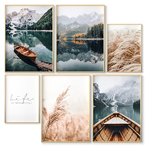 OHBIMBA® Sets Von 6 Poster & Kunstdrucke Zum Einrahmen - Zimmer Deko Und Wanddeko Wohnzimmer - Boho Deko und Bilder Schlafzimmer - Strand Wanddeko - Größe 4X A3 + 2X A4 (Boat Pampas) OHBIMBA® Sets Von 6 Poster & Kunstdrucke Zum Einrahmen - Zimmer Deko Und Wanddeko Wohnzimmer - Boho Deko und Bilder Schlafzimmer - Strand Wanddeko - Größe 4X A3 + 2X A4 (Boat Pampas) von OHBIMBA
