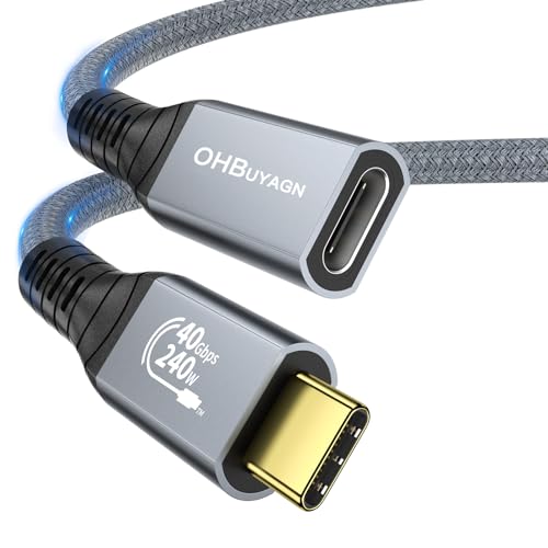USB4 240W Thunderblot 4 Verlängerung 40Gpbs Datentransfer 8K@60Hz Videoübertragung PD3.1 USB C Stecker auf Buchse Schnellladen Kompatibel mit IPhone15 Samsung S22/S21 MacBook iPad (0.3M) von OHBUYAGN