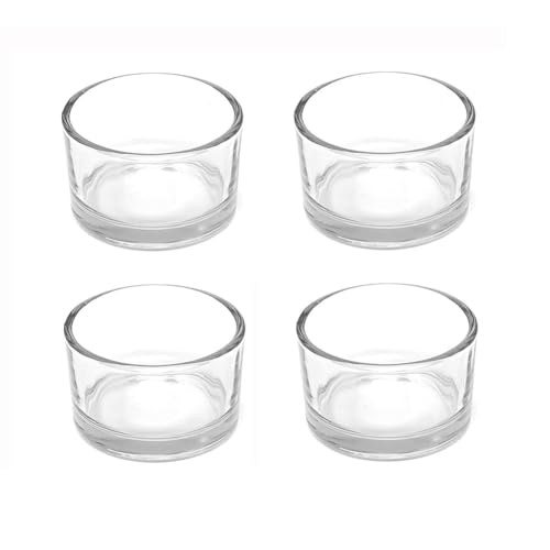 4 Stück Klare Glas Tee Licht Kerzenhalter Mini Runde Kerzen Halter Gläser Dekoration für Tisch Home Party Hochzeit Mittelstücke von OHEETU
