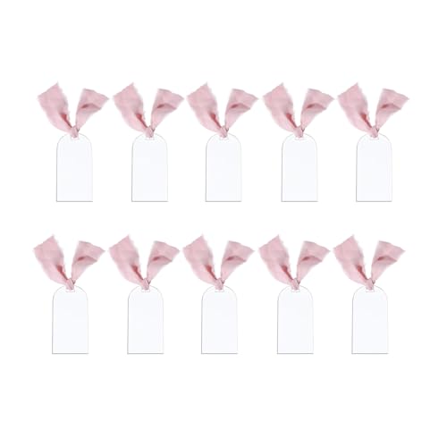 Transparente Acryl-Tischkarten mit Schleife, unbeschriftet, Namensschilder, Geschenkanhänger, DIY-Hängedekoration für Party, Hochzeit, 10 Stück von OHEETU