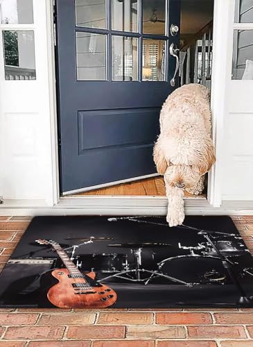 OHJEAJDS Badezimmerteppich rutschfest Badematte 50 x 80 cm,Badteppich Saugfähig Weich Maschinenwaschbar für Badezimmer,Satz von Musikinstrumenten während des Konzerts von OHJEAJDS
