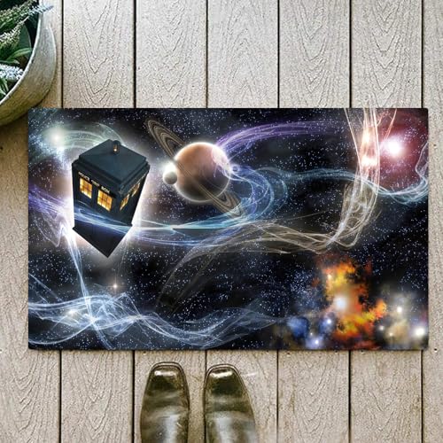 OHJEAJDS Badezimmerteppich rutschfest Badematte 60 x100 cm,Badteppich Saugfähig Weich Maschinenwaschbar für Badezimmer,Doctor Who Tardis Dans Sternenhimmel Fantasy Hintergrund von OHJEAJDS