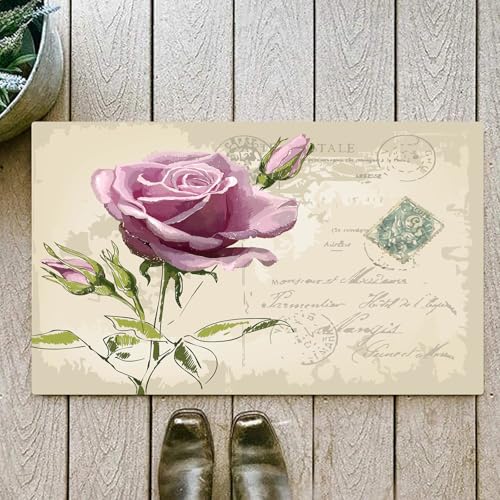 OHJEAJDS Badezimmerteppich rutschfest Badematte 60 x100 cm,Badteppich Saugfähig Weich Maschinenwaschbar für Badezimmer,Vintage-Postkarte mit Einer wunderschönen Rose Handzeichnung OHJEAJDS Badezimmerteppich rutschfest Badematte 60 x100 cm,Badteppich Saugfähig Weich Maschinenwaschbar für Badezimmer,Vintage-Postkarte mit Einer wunderschönen Rose Handzeichnung von OHJEAJDS