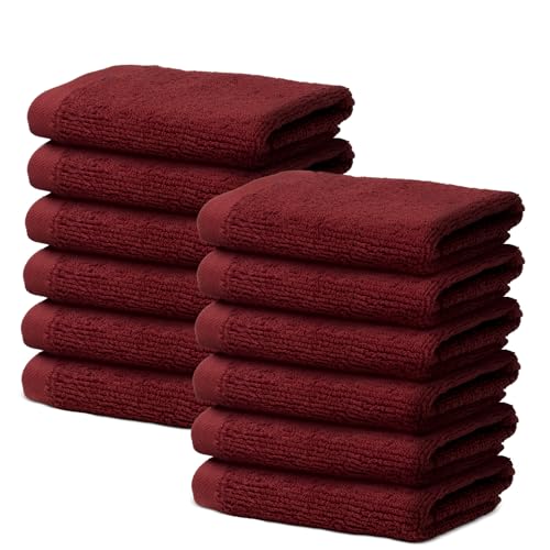 OHM - Badezimmer-Set - 12 Handtücher - 30x30cm - Für Haushalt, Kosmetiksalon, Spa - 100% Prima Baumwolle - Sehr weich und saugfähig - Oeko-Tex-Zertifiziert - 500g/m2 - Rot von OHM