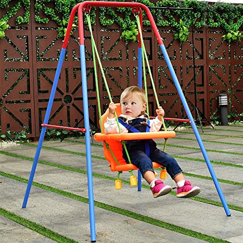3-in-1 Babyschaukel für den Innenbereich, Schaukel für Kinder, mit Gestell aus Metall, faltbar, für den Außenbereich, für Kinder, einfach zu montieren und zu verstauen von OHMG