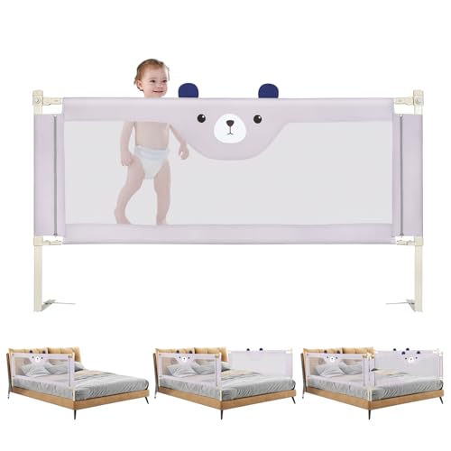 OHMG 175 cm Bettgeländer, Sicherheitsgitter für Kinder, Sicherheitsgitter für Bett, höhenverstellbar, tragbar, Bettgitter, vertikales Heben, Sicherheitsgitter gegen Herunterfallen von OHMG
