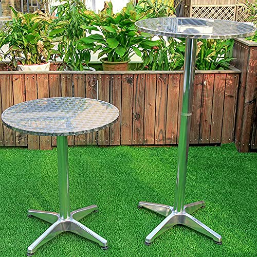 OHMG 2 x Esstische für Terrasse, Kaffeetisch, Bartisch, professioneller Outdoor-Tisch, Picknicktisch, Esstisch, Aluminium, Oberfläche aus Edelstahl, verstellbare Füße (verrottet - 2 Stück) von OHMG