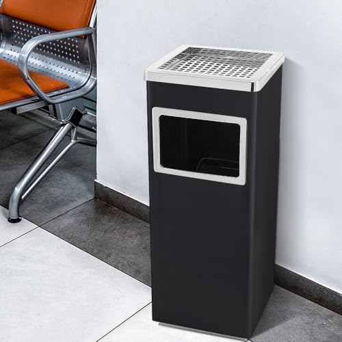 OHMG 48 l Mülleimer für den Außenbereich mit Standaschenbecher, herausnehmbarer Inneneimer aus Stahl für Büro, Hotel, Garten, freistehender Mülleimer aus Edelstahl mit Aschenbecher OHMG 48 l Mülleimer für den Außenbereich mit Standaschenbecher, herausnehmbarer Inneneimer aus Stahl für Büro, Hotel, Garten, freistehender Mülleimer aus Edelstahl mit Aschenbecher von OHMG