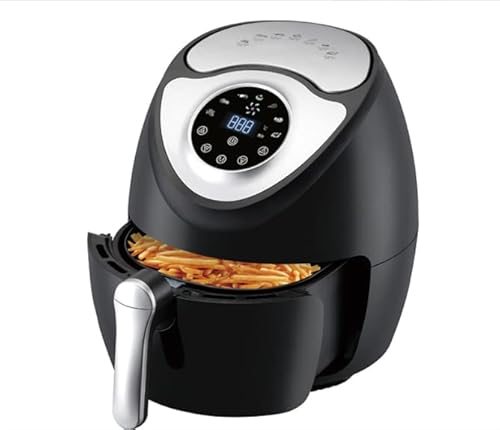 OHMG Airfryer 2,6 l Heißluftfritteuse, ohne Öl, Turbo-Technologie, Fritteuse ohne Öl mit Touchscreen, Antihaft-Pfanne, 1300 W, Backen, Frittieren, Braten von OHMG