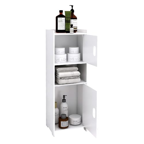 OHMG Aufbewahrungsschrank, Badezimmerschrank, schmal, seitliche Aufbewahrung, mit offenen Regalen und Türen (24 x 20 x 72 cm) von OHMG
