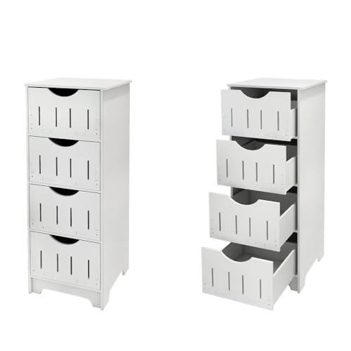 OHMG Aufbewahrungsschrank, Badezimmerschrank, schmal, seitliche Aufbewahrung, mit offenen Regalen und Türen (30 x 30 x 82 cm) von OHMG
