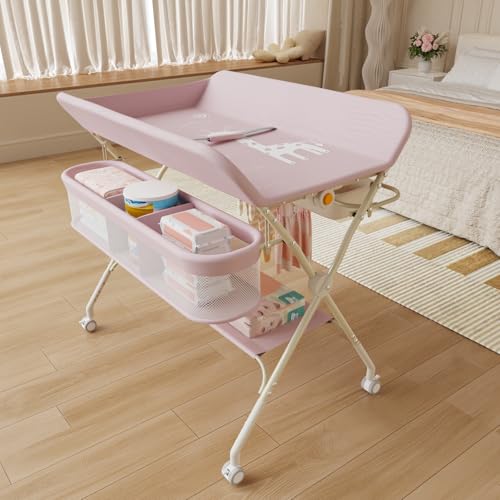 OHMG Baby Wickelkombi Mobiler Bade-Wickeltisch faltbar,klappbare Wickelkommode mobiler,Wickeltisch mit Wickelauflage schmal,Sicherheitsgurt und Ablagefächern,Baby Changing Table OHMG Baby Wickelkombi Mobiler Bade-Wickeltisch faltbar,klappbare Wickelkommode mobiler,Wickeltisch mit Wickelauflage schmal,Sicherheitsgurt und Ablagefächern,Baby Changing Table von OHMG