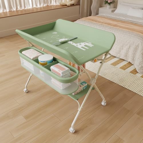 OHMG Baby Wickelkombi Mobiler Bade-Wickeltisch faltbar,klappbare Wickelkommode mobiler,Wickeltisch mit Wickelauflage schmal,Sicherheitsgurt und Ablagefächern,Baby Changing Table OHMG Baby Wickelkombi Mobiler Bade-Wickeltisch faltbar,klappbare Wickelkommode mobiler,Wickeltisch mit Wickelauflage schmal,Sicherheitsgurt und Ablagefächern,Baby Changing Table von OHMG