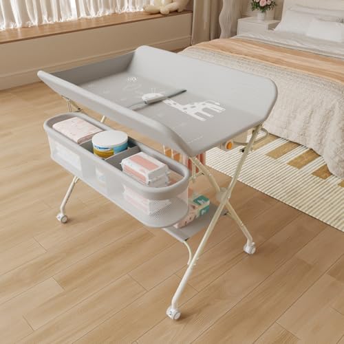 OHMG Baby Wickelkombi Mobiler Bade-Wickeltisch faltbar,klappbare Wickelkommode mobiler,Wickeltisch mit Wickelauflage schmal,Sicherheitsgurt und Ablagefächern,Baby Changing Table OHMG Baby Wickelkombi Mobiler Bade-Wickeltisch faltbar,klappbare Wickelkommode mobiler,Wickeltisch mit Wickelauflage schmal,Sicherheitsgurt und Ablagefächern,Baby Changing Table von OHMG