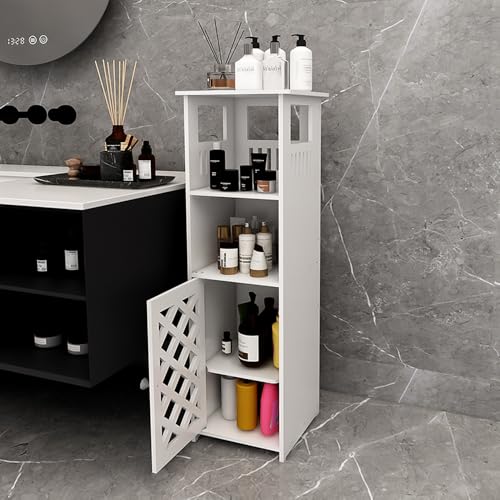 OHMG Badezimmerbodenschrank, Toilettenschrank, freistehende Möbel, multifunktionaler Minischrank mit offenem Regal, Eckschrank für Wohnzimmer, kleine Räume von OHMG