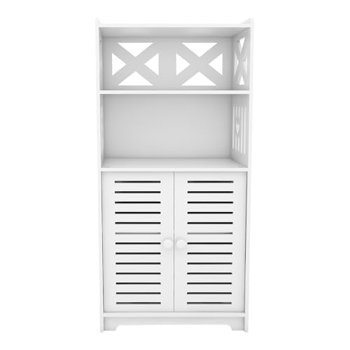 OHMG Badezimmerschrank mit offenen Regalen und Türen, kleiner Badezimmerschrank, Aufbewahrungsmöbel, für Wohnzimmer, WC, Küche, Eingangsbereich (22 x 36 x 75 cm) von OHMG