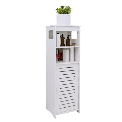 OHMG Badezimmerschrank mit offenen Regalen und Türen, kleiner Badezimmerschrank, Aufbewahrungsmöbel, für Wohnzimmer, WC, Küche, Eingangsbereich (24 x 22 x 75 cm) von OHMG