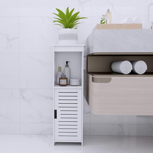 OHMG Badezimmerschrank mit offenen Regalen und Türen, kleiner Badezimmerschrank, Aufbewahrungsmöbel, für Wohnzimmer, WC, Küche, Eingangsbereich (26 x 20 x 75 cm) von OHMG
