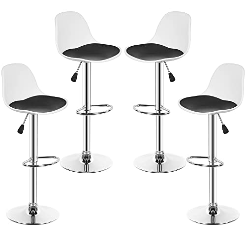 OHMG Barhocker, modernes Design, hoher Hocker mit Rückenlehne aus Kunstleder, hoher Küchenstuhl, verstellbar, um 360 ° drehbar, hoher Stuhl für Küche, Restaurant und Bar, kratzfester Boden und von OHMG