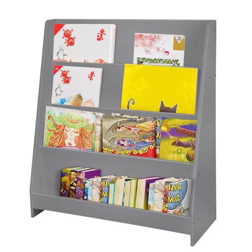 OHMG Bücherregal für Kinder, Aufbewahrung, Spielzeug, Kinder, Bibliothek, Buch, 4 Ebenen, Bücherregal, Aufbewahrungsmöbel, Kinderzimmer, Büro, Wohnzimmer, Holz, Weiß/Grau OHMG Bücherregal für Kinder, Aufbewahrung, Spielzeug, Kinder, Bibliothek, Buch, 4 Ebenen, Bücherregal, Aufbewahrungsmöbel, Kinderzimmer, Büro, Wohnzimmer, Holz, Weiß/Grau von OHMG