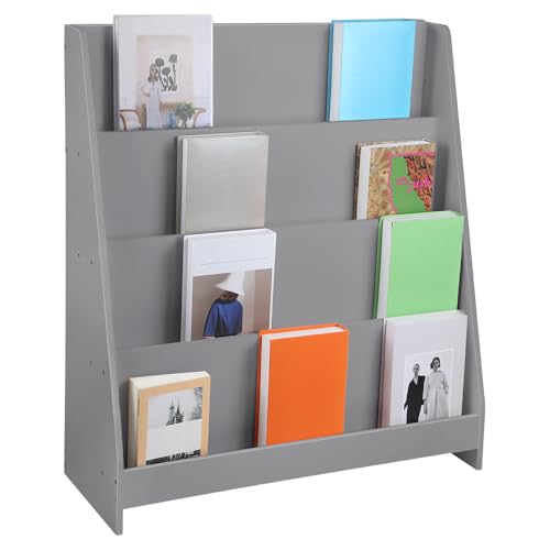 OHMG Bücherregal für Kinder auf 4 Ebenen, Aufbewahrungsmöbel für Kinder, Bücherregal, Spielzeugaufbewahrung und Buch für Kinderzimmer, Büro oder Kindergarten, weiß/grau OHMG Bücherregal für Kinder auf 4 Ebenen, Aufbewahrungsmöbel für Kinder, Bücherregal, Spielzeugaufbewahrung und Buch für Kinderzimmer, Büro oder Kindergarten, weiß/grau von OHMG