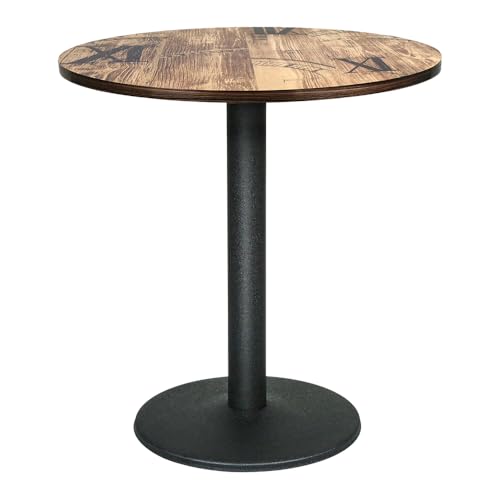OHMG Esstisch, quadratisch, einbeinig, europäischer Stil, geeignet für 4 Personen, aus Eisen und Holzbohlen, Küchentisch, Esstisch, Wohnzimmertisch, Stehtisch 60 * 60 * 75 cm (Rund-60 * 60 * 72cm-A) von OHMG