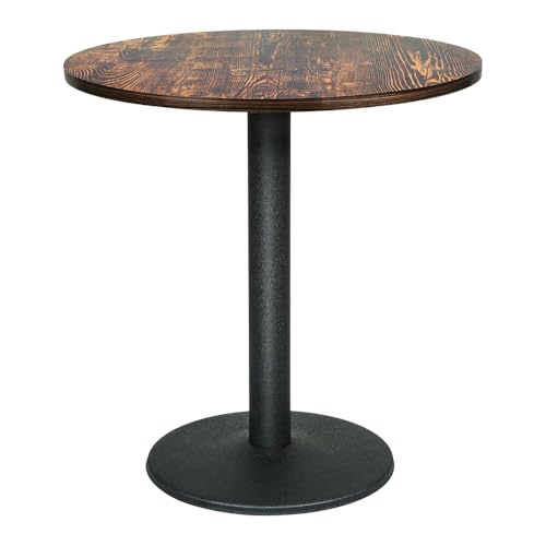 OHMG Esstisch, quadratisch, einbeinig, europäischer Stil, geeignet für 4 Personen, aus Eisen und Holzbohlen, Küchentisch, Esstisch, Wohnzimmertisch, Stehtisch 60 * 60 * 75 cm (Rund-70 * 70 * 72cm-C) von OHMG