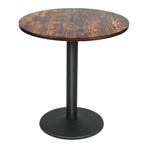 OHMG Esstisch,60 x 60 x 75 cm,quadratisch, einbeinig, europäischer Stil, geeignet für 4 Personen, aus Eisen und Holzbohlen, Küchentisch, Esstisch, Wohnzimmertisch, Stehtisch (Rund-60 * 60 * 72cm-C) von OHMG
