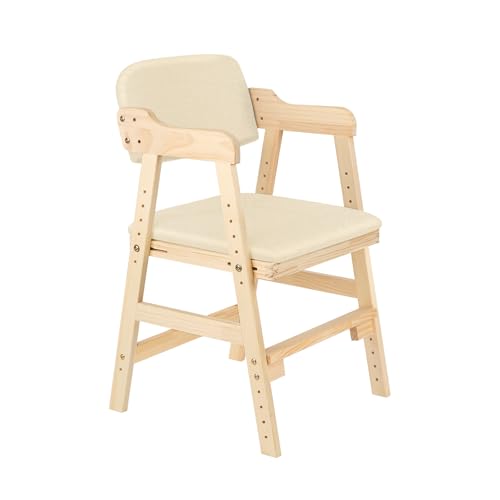 OHMG Esszimmerstuhl Holz Stuh,Esszimmerstühle mit Rückenlehne,Höhenverstellbar Kinder Hochstuhl,Sessel bequem mit Armlehne,Polsterstuhl,für Haus Esszimmer und Wohnzimmer (1, Beige) von OHMG