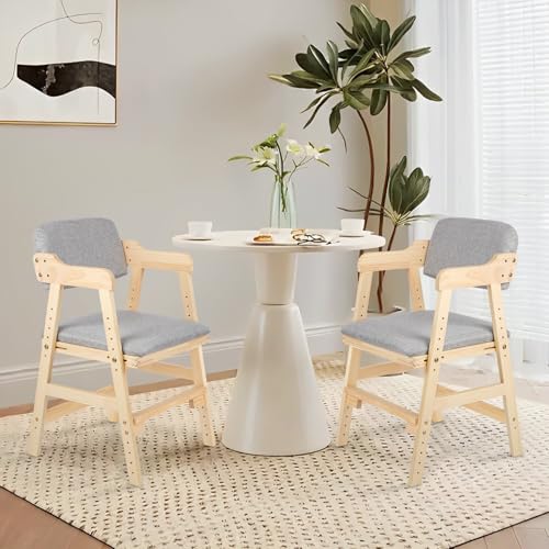 OHMG Esszimmerstuhl mit Rückenlehne und Armlehne, moderner Küchenstuhl, Sessel, Hochstuhl aus Holz, Relaxstuhl, Wohnzimmerstuhl, verstellbare Autoren, Kindersessel Basic (2, Grau) von OHMG