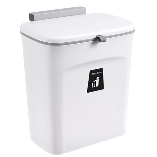 OHMG Kompostbehälter für die Küche, 9 l, unter der Arbeitsplatte oder Spüle, kleiner Mülleimer mit hängendem Deckel im Badezimmer und Schlafzimmer von OHMG