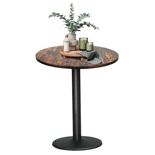 OHMG Runder Esstisch für 4 Personen,küchentisch,Bar Tisch,Küchentisch im Industriestil mit Stahlbeinen,Moderner Esszimmertisch für Wohnzimmer,Esszimmer,Küche,Homeoffice,Eiche (Rund-60 * 60 * 72cm-C) von OHMG