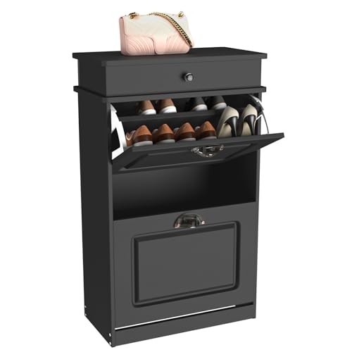 OHMG Schuhschrank, Schuhregal, mit 2 Klappen, mit bequemen Kissen, Eingangsmöbel, Aufbewahrung für Schuhe, verstellbare Trennwände OHMG Schuhschrank, Schuhregal, mit 2 Klappen, mit bequemen Kissen, Eingangsmöbel, Aufbewahrung für Schuhe, verstellbare Trennwände von OHMG