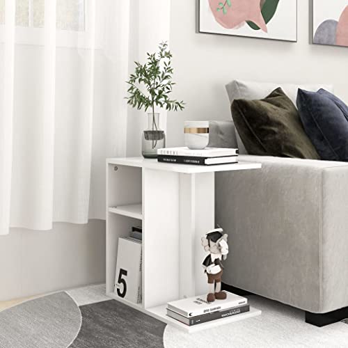 Kleiner Tisch mit dekorativem Akzent, Wohnzimmer for Zuhause und Büro, Couchtisch-Dekoration, multifunktionaler Sofa-Beistelltisch aus massivem Holz ( Color : Weiß , Size : 50 x 30 x 50 cm (B x T x H) von OHOOWOO
