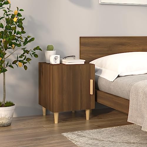 Kommode, Nachttisch, Nachttisch mit Stauraum, organisierter, handgefertigter Holz-Beistelltisch for Schlafzimmer, for Wohnzimmermöbel, geräumig ( Color : Braun Eichen-Optik , Size : 40 x 40 x 50 cm (B von OHOOWOO