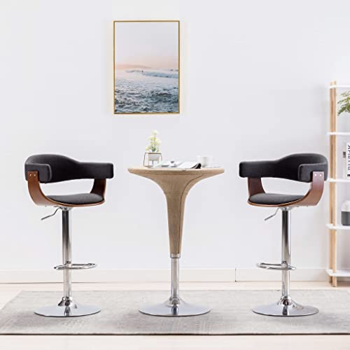 OHOOWOO Barhocker 2 STK. Grau Bugholz und Stoff Barmöbel Barmöbel von OHOOWOO