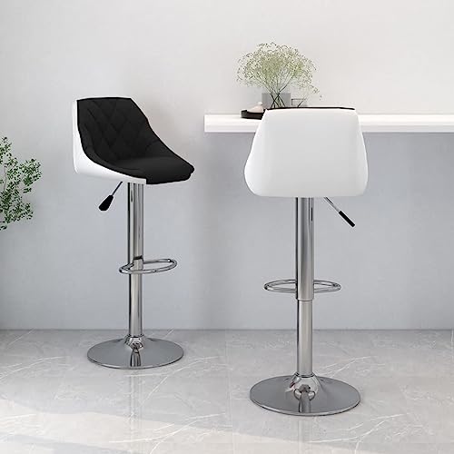 OHOOWOO Barhocker 2 STK. Schwarz und Weiß Kunstleder Barmöbel Barmöbel von OHOOWOO