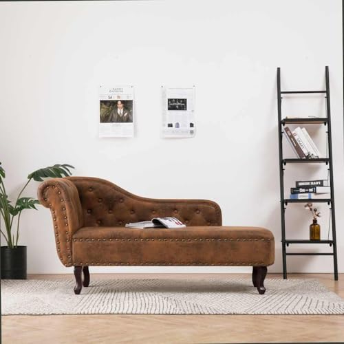 OHOOWOO Chaiselongue Braun Wildleder-Optik Chaiselongues OHOOWOO Chaiselongue Braun Wildleder-Optik Chaiselongues von OHOOWOO