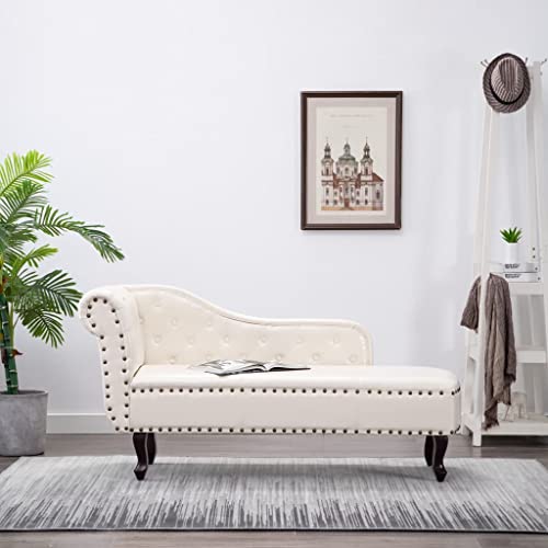 OHOOWOO Chaiselongue Creme Kunstleder Chaiselongues von OHOOWOO