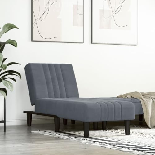 OHOOWOO Chaiselongue Dunkelgrau Samt Chaiselongues von OHOOWOO