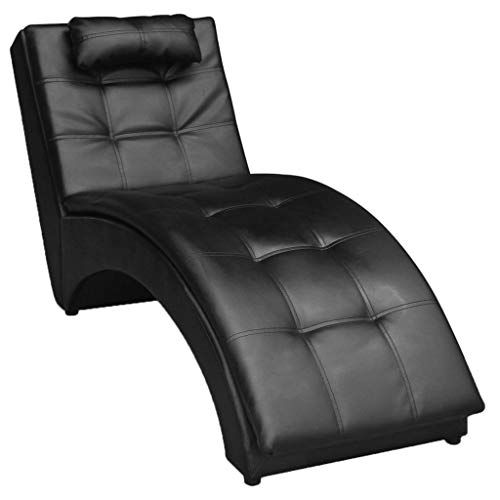 OHOOWOO Chaiselongue mit Kissen Schwarz Kunstleder Chaiselongues OHOOWOO Chaiselongue mit Kissen Schwarz Kunstleder Chaiselongues von OHOOWOO