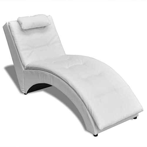 OHOOWOO Chaiselongue mit Kissen Weiß Kunstleder Chaiselongues von OHOOWOO