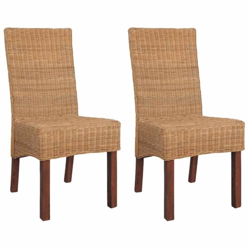 OHOOWOO Esszimmerstühle 2 STK. Braun Natürliches Rattan Möbel Küche von OHOOWOO