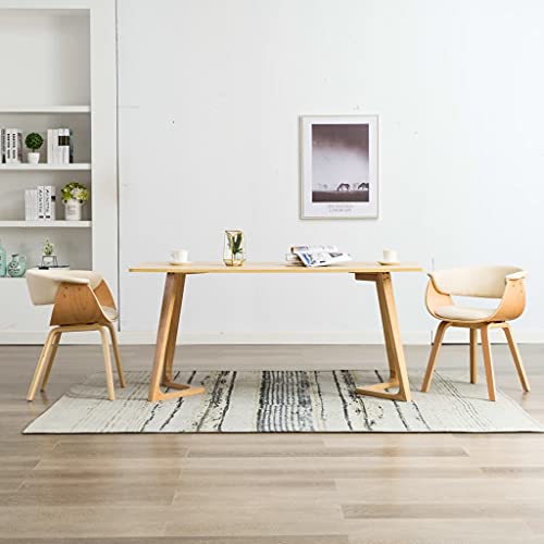 OHOOWOO Esszimmerstühle 2 STK. Creme Bugholz und Kunstleder Möbel Küche von OHOOWOO